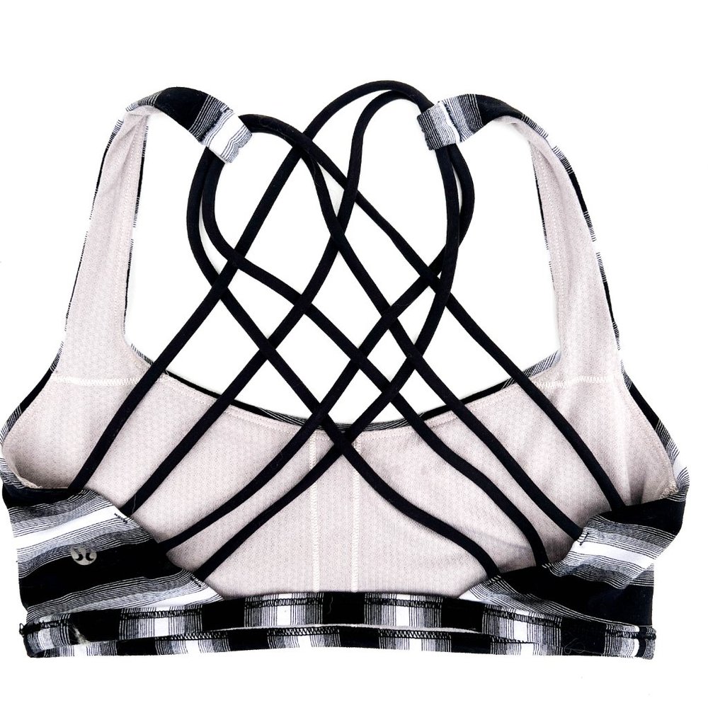 lululemon striped free to be wild sports bra w/cross straps in back - Picture 6 of 7